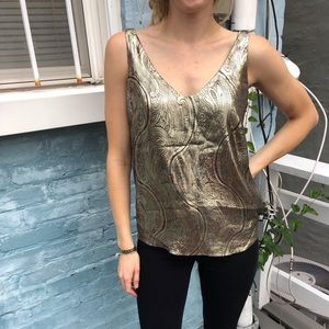 J Crew Gold Metallic Silk Tank Top
